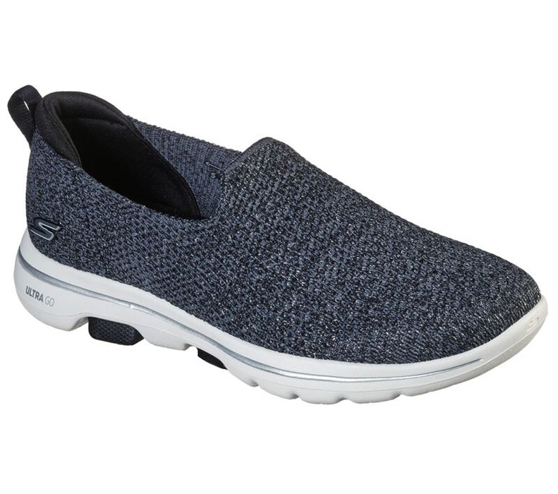Skechers Dam Svarta/Vita Slip On - Gowalk 5 - Wonderful - Sverige (LWATY-5041)